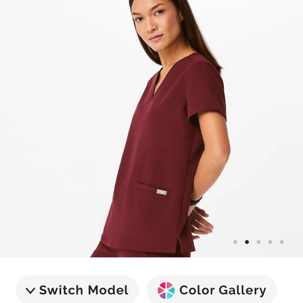 Figs Casma Burgundy scrub top Women's V-Neck Scrub Top two pockets EUC looks new - Picture 3 of 8